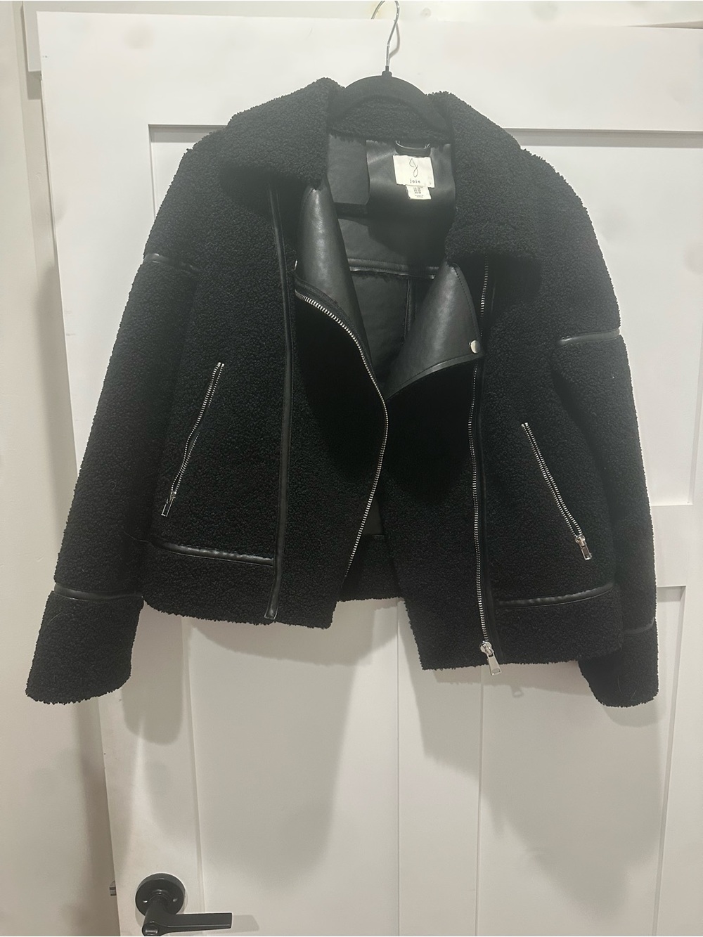 Joie Black Teddy Sherpa Biker Jacket